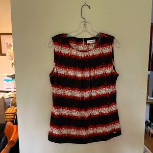 Calvin Klein pleated scoop neck blouse